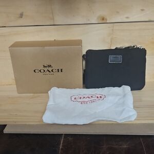 Coach Black Wristlet with Silver Accents